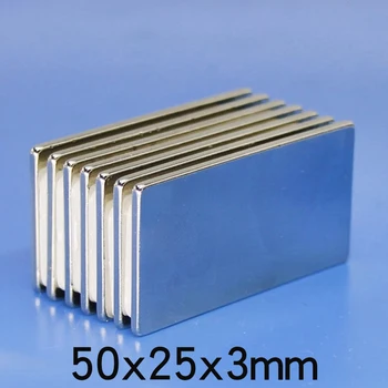 1/2/3pcs 50x25x3mm Močno Quadrate Neodymium Magnetom N35 Močan NdFeB Več Magneti Blok Magneti iz Redkih Zemelj 50*25*3 mm