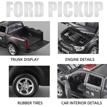 1/32 Obsega Ford F150 Off-Road Pickup Truck Policije Zlitine Avto Diecast Igrača Avto Model Zvok ＆Lahka otroška Igrača Zbirateljskih Darilo 5
