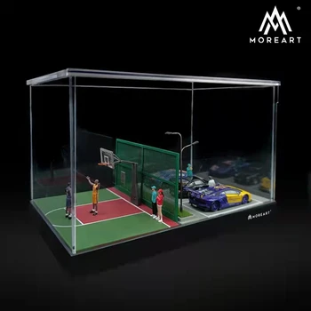 1:64 Košarko Modela Avtomobila na parkirišču PVC Scene Škatla za Shranjevanje Tema Zaslon Kabinet Primeru Igrača Darilo (brez avtomobila slika)