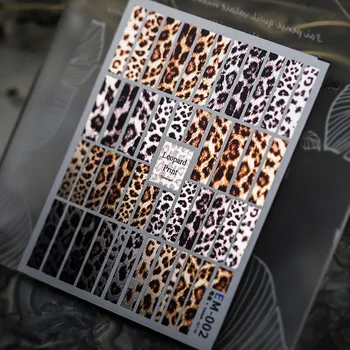 1 List 5D Realne Kovinski Lesk Bleščice Ljubek Leopard Tiskanja Adheisve Nail Art Nalepke, Nalepke za Manikiranje DIY Dodatki