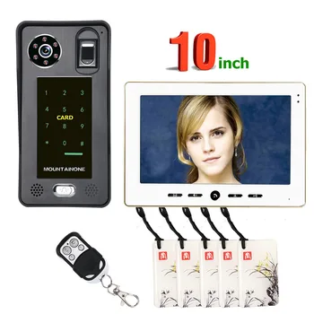 10 inch prstnih IC card video vrata telefon interkom zvonec night vision varnostne kamere za nadzor