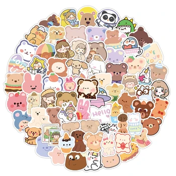 100 kozarcev korejski Medved Risanka Nalepke Kawaii Anime Srčkan Zvezek Skuter Vode Pokal Ustvarjalno Darilo Laptop Nalepke Nalepke