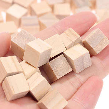 100 kozarcev Nedokončane Prazno Mini DIY Leseni Kvadrat Trdna Kocke za lesenih predmetov Obrti 1