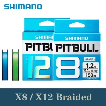 100% Prvotne SHIMANO PITBULL 150 M 200 M X8 X12 Zelena Modra Pleteni Žici PE Materiala Multifilamentno laksa, ki na Japonskem
