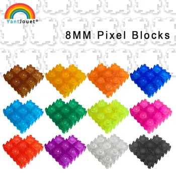 1000pcs 8*8 mm 3D Pixel Blok Prosojni Barvi Puzzle Diamond gradniki 12colors DIY Igrača Izobraževalne Otroci Darila