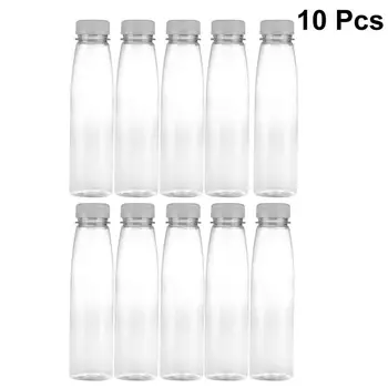 10PCS 330 ml Prazne Posode za Shranjevanje Jasno PET Steklenice, Plastične Pijačo Pijačo Steklenico Soka Steklenice, Kozarce s Pokrovi (Črne Kape)