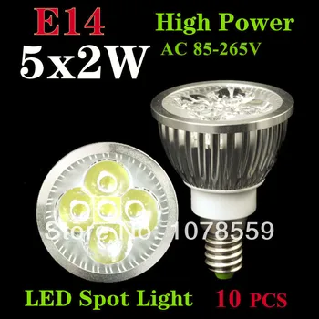10PCS 5X2W E14 LED Žarnica reflektor 10W Žarnica Toplo bela Bela LED celling light down light svetilka Epistar čip 85-265V Brezplačno Shpping 1