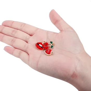 10pcs Sadje Rose Obeski Rdeče Zlitine Uhan Obesek čarobne gumbe za Ogrlico Keychain DIY Nakit Zapestnica, zaradi Česar Ugotovitev Oblikovalec 5