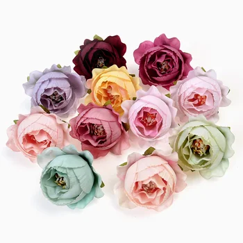 10PCs Svile Peony Umetne Rože 4 cm Rose Cvet glavo svate, Dekoracijo Venec DIY Obrt Pribor Ponaredek Cvetje
