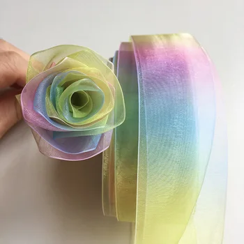 10Yards Gradient Barve Organza Trak Za Poročno Dekoracijo Doma Materialov DIY Darilo, Zavijanje Ročno Pribor