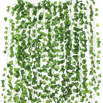 12pcs 2M Ivy zelena Ponaredek Listi Garland Rastlin vinske Trte, Listje Doma Dekor Plastičnih Rattan niz Stenski Dekor Umetne Rastline
