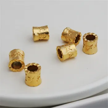 18K Zlato, ki je Napolnjena Prekrita Pesek-brizganje zlato šest besed, pregovori 10 mm retro vedro noge zlato zapestnico oprema diy nakit