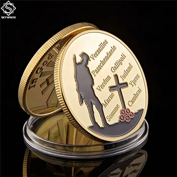 1914-1918 Svetovne Vojne so pozlačeni s Spominki Kovanec Velika Vojna 100. Obletnice Spominsko WW1 Izziv Kovancev 1