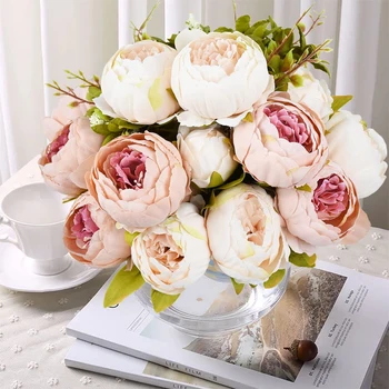 1Bunch Evropske Umetne Peony Rože Svilene Ponaredek Cvetje svate, Dekoracijo Doma Šopek rož Venec DIY Scrapbooking
