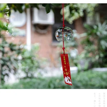 1PC Japonski Veter Bell Japonska Ročno izdelanih Steklenih Vetru Zvončki Spa Kuhinja Urad Dekor Sakura Češnjev Cvet Vzorec Doma Dekoracijo 4