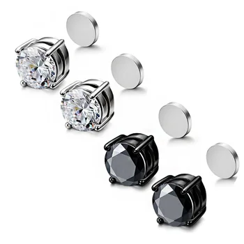 1PC Kristalno Močan Magnet Uhani Ne Earhole False Uhani, Moški in Ženske, Punk Krog Cirkon Magnet Uhani Ne Piercing Jewelr 5