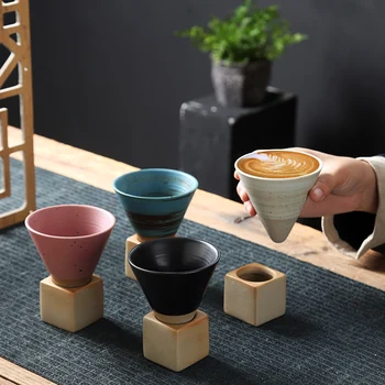 1pcs Ustvarjalne Retro Keramično Skodelico Kave Groba Keramika Tea Cup Japonski Latte Potegnite Cvet Skodelico Porcelana Gospodinjski Nova Keramika Vrč