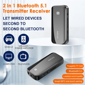 2 v 1 Bluetooth Oddajnik Sprejemnik 5.1 Brezžični Adapter Zvočnik Oddajnik za Zvok Za Avto Radio FM NFC Stero 3,5 mm Priključek Aux