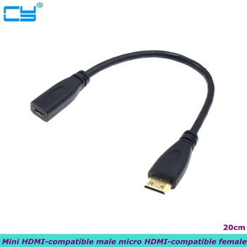 20 cm Tip D Micro HDMI je združljiv V1.4 Vtičnice Ženski Tip C Mini HDMI je združljiv Moški Converter Kabel za HDTV