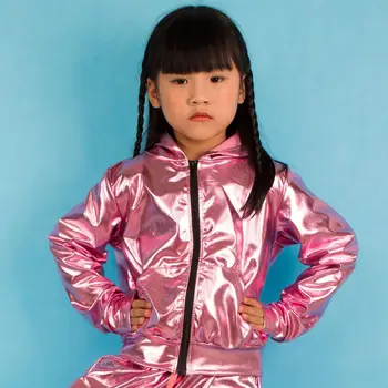 2020 Moda Pomlad Jesen Otroci bomber Jakno Stopnji Uspešnosti Obrabe paillette feminina casaco Rose Pink Hip Hop ples plašč