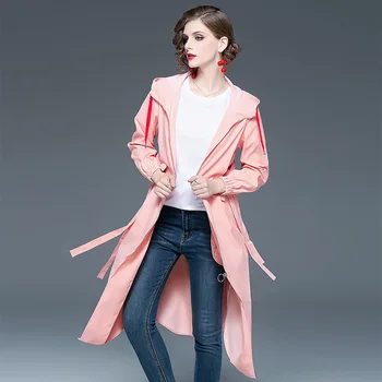 2020 spomladi in Jeseni Nova ženska moda in Ženske plašč plašč žensk staranja roza lok priložnostne windbreaker 2