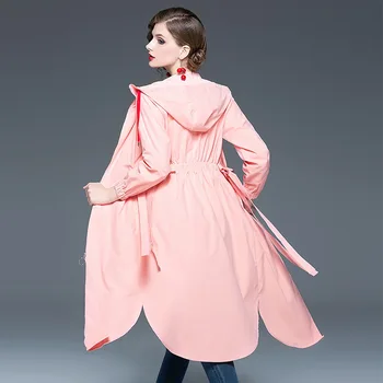 2020 spomladi in Jeseni Nova ženska moda in Ženske plašč plašč žensk staranja roza lok priložnostne windbreaker 3