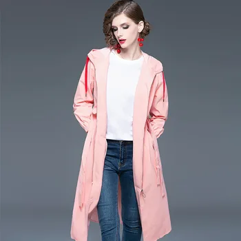 2020 spomladi in Jeseni Nova ženska moda in Ženske plašč plašč žensk staranja roza lok priložnostne windbreaker 4
