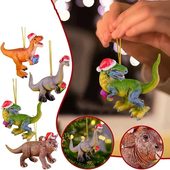 2022 Božični Dinozaver Obesek Cartoon Živali Božični Klobuk Akril Xmas Tree Okraski 2023 Novo Leto Market Božič Kerst Doma Dekor