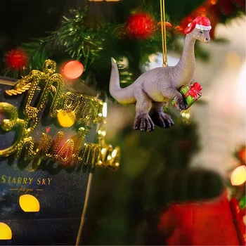 2022 Božični Dinozaver Obesek Cartoon Živali Božični Klobuk Akril Xmas Tree Okraski 2023 Novo Leto Market Božič Kerst Doma Dekor 3