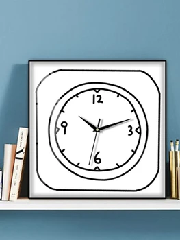 2022 Kvadratnih elektronska ura stenska ura domači dnevni sobi izklop doma preprosta modna punch-brezplačno quartz ura steni visi 0