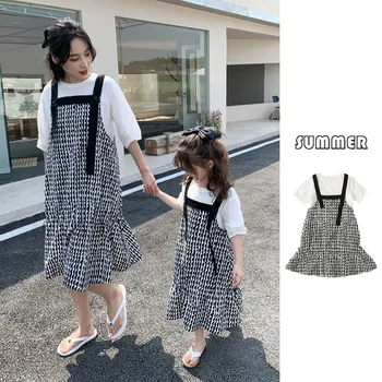 2022 Mama, Hči Ujemanja Obleke Obleka Ženska Ohlapne Obleke Baby Dekleta Poletje Dva Kosa Obleke Starši-Otrok, Korejski Oblačila