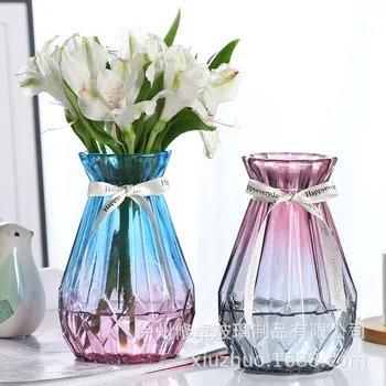 2022 nove Ustvarjalne pregleden vaza Evropske barvo doma steklena vaza zelenih kopra hydroponic vaza bogato bambusa posušen cvet vazo