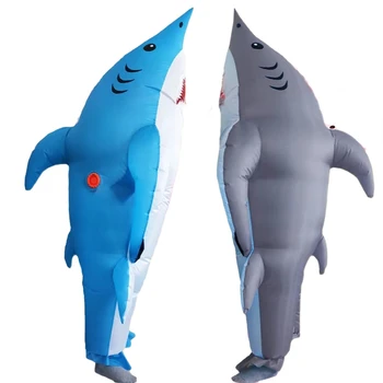 2022 Novo Modri Morski Pes Napihljivi Kostumi Za Odrasle Anime Ljubezen Živi Cosplay Halloween Kostum Seafish Siva Shark Maskota Fancy Stranka