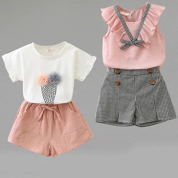 2022 Otrok, Poletne Obleke, Obleke Nove Sladoled Design Baby Lok majice in Hlače, 2 kos Obleke, Kompleti 2-6Y Otroke, Otroška Oblačila