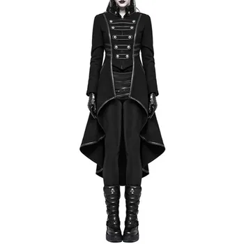 2022 Pomlad Priložnostne Gothic Prevelik Stranka Toplo Ženske Dolg Jarek Coats Black Slim Navaden Naguban Jeseni Ženski Goth Površniki
