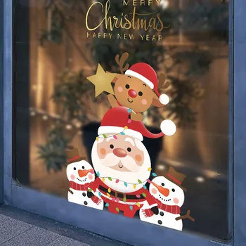2022 Praznujejo Božič PVC Nalepka Santa Claus Rumena Snežaka Vesel Božič Hladilnik Okna, Vrata, Stene Dekor Stenske Nalepke 2