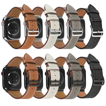 2022 Usnjeni Trak Za Apple watch band 44 mm 40 mm 42mm 38 mm Watchband Zapestnica iWatch Serije 7 3 4 5 6 se 41mm 45 mm Pribor