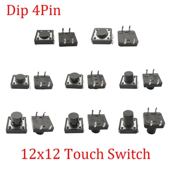 20Pcs/Lot 4 Pin Self-reset Mikro Stikala DIP 12*12*8-12 mm Kratkotrajno Otipljivo Taktni Mini Pritisni Gumb Preklopi PCB Plošči Stikalo na Dotik 0