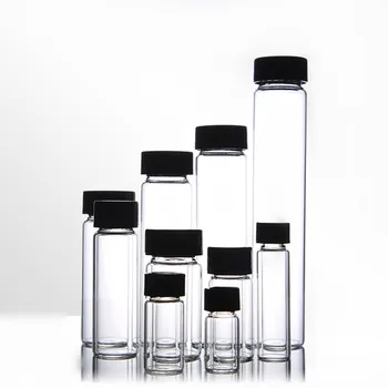 20pcs/paket 3ml, da 60ml prozornega Stekla vzorec steklenice s črnim plastičnim pokrovčkom, eterično olje, steklenica za laboratorijsko uporabo