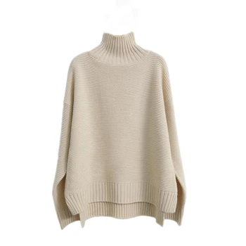 22 Jeseni, pozimi kašmir pulover ženske, visoko vratu debelo 100%volne pulover leni razsuta prepleteno mrežo puloverju dno majica prilagajanje