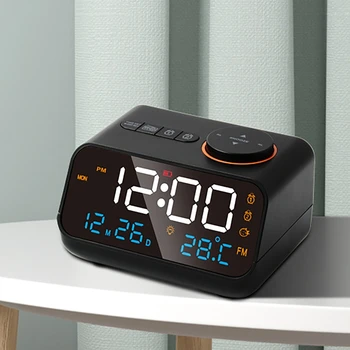 24Hr FM Radio Budilka Temperatura/Vlažnost Zaslon Glas, ki se aktivira LED Digitalni Časovnik USB Snooze Funkcijo Budilka