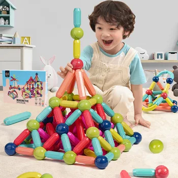 25PCS 3D DIY Otroci Izobraževalne Igrače, Pisane Kreativne Magnetni Stavbe Palice In Kroglice Bloki