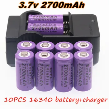 2700mAh Polnilna 3,7 V Li-ion 16340 Baterije Baterija CR123A za LED Svetilka Potovanja Steno Charger16340 Baterija CR123A 0