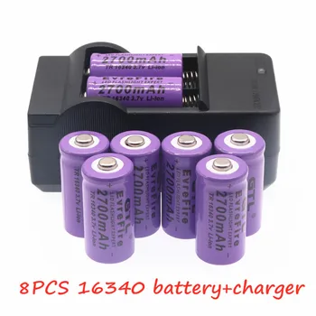 2700mAh Polnilna 3,7 V Li-ion 16340 Baterije Baterija CR123A za LED Svetilka Potovanja Steno Charger16340 Baterija CR123A 1