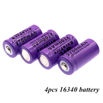 2700mAh Polnilna 3,7 V Li-ion 16340 Baterije Baterija CR123A za LED Svetilka Potovanja Steno Charger16340 Baterija CR123A 4