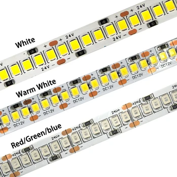 2835 SMD 1200 LED Trakovi, Trak DC12V 24V ip20, ki Niso Vodotesne LED Prilagodljivo Luči 240 Led/m, Bela Topla Bela, Rdeča SCT 5m/Rola 3