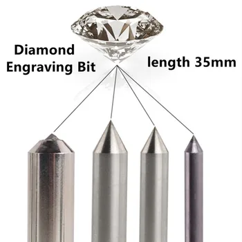 2pcs Mini Diamond Graviranje Bitov 35mm Carving Pero Točko Orodja za Cnc Rezkalni Rezalnik za 90 stopinj Vezje, Kovine, Kamen