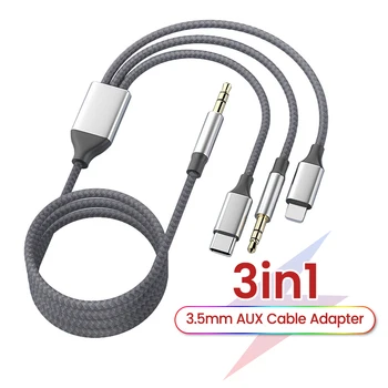 3,5 mm/8Pin/Tip C 3in1 3,5 mm Priključek Aux Kabel Za iPhone, iPad, Tablični Avto Zvočnik Slušalke Avdio Adapter za Huawei Samsung Xiaomi