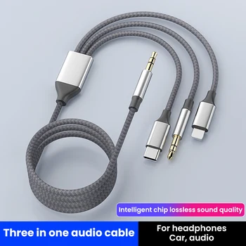 3,5 mm/8Pin/Tip C 3in1 3,5 mm Priključek Aux Kabel Za iPhone, iPad, Tablični Avto Zvočnik Slušalke Avdio Adapter za Huawei Samsung Xiaomi 1
