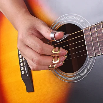 3 Kovinske Prst Izbirčen + 1 Palec Pick Nastavite Kitara Fingerpicks za Kitare, Banjo